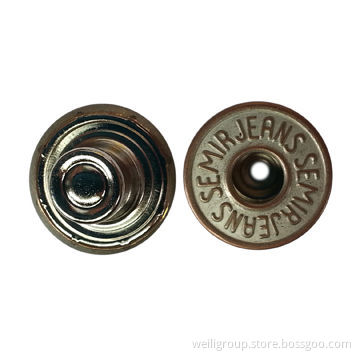 Brass jeans button, double prong